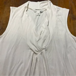 Banana Republic Sleeveless Cream Knit Top Draped Crossover Neckline Women Sz M thumbnail 2
