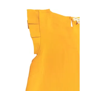Monteau Los Angeles Mustard Yellow Ruffle Shoulder Sleeveless Blouse Large thumbnail 5