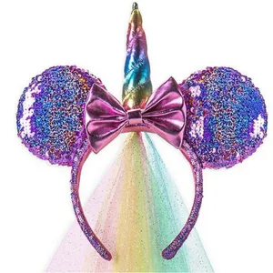 Disney Parks Minnie Unicorn‎ Sequined Ear Headband thumbnail 1