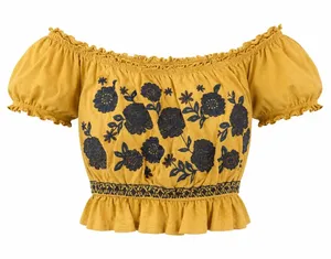 American Eagle‎ Embroidered Floral Crop Top Womens M Boho Off Shoulder Peasant thumbnail 1