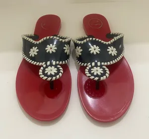 Jack Rogers Red Jelly Thong Embroidered Sandals | 10 thumbnail 1