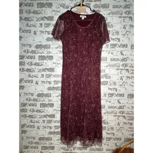 Coldwater creek | women maroon layered dress floral thumbnail 8