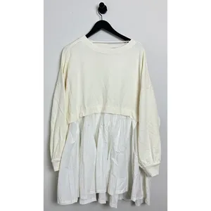FREE PEOPLE Eleanor Sweatshirt Dress in Grey Combo Size Large thumbnail 5