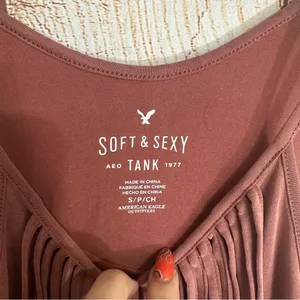 American Eagle Rusty Red Western Fringe Summer Festival Blouse thumbnail 3