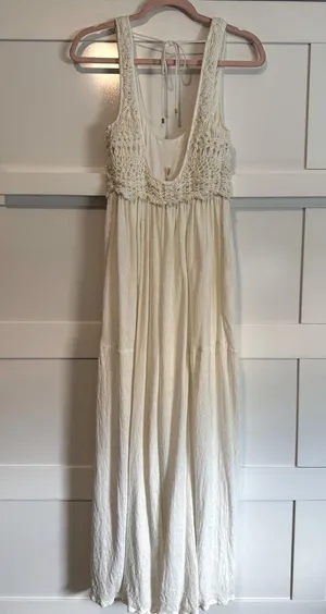 Free People Soleil jumpsuit romper crochet linen One Piece, XS thumbnail 8