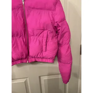 Sweet Habit Pink Puffer Jacket Cropped Hot Pink Y2K Winter Coat, Small thumbnail 4