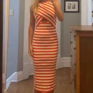 L’Academie Orange striped midi dress thumbnail 2