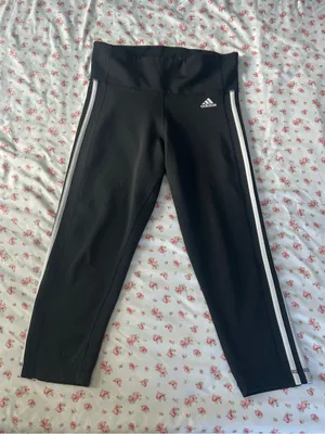 ADIDAS Black Leggings with White Side Stripes thumbnail 1
