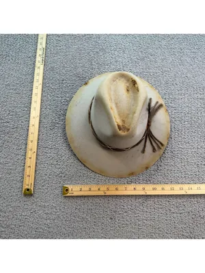 TULUMINATI Distressed Wool Felt Rancher Hat Sand Ivory Western Boho Festival M thumbnail 5