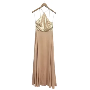 Lulus The Best Part Matte Gold Sequin Maxi Dress size Medium NWT thumbnail 3