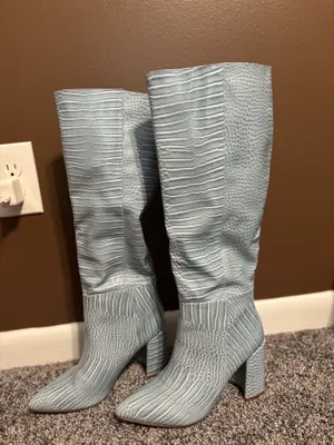 Lulus Blue Snakeskin Boots thumbnail 3