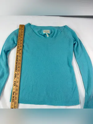 Old Navy Vintage Y2K Light Blue 100% Cashmere Scooped Neck Sweater Women's Sz S thumbnail 3