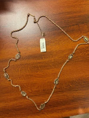 NWT Rare Kendra Scott Leighton Rose Gold Iridescent Long Necklace $120 thumbnail 1