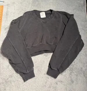 Aerie offline Cropped Crewneck Sweatshirt charcoal small thumbnail 1