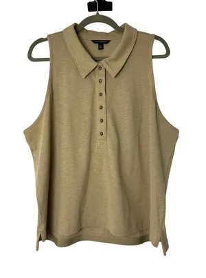 Banana Republic Women’s XL Cotton Stretch Sleeveless Polo Boxy Top Used thumbnail 1