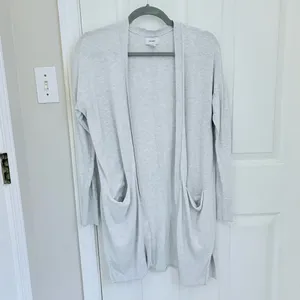 Old Navy Long Length Light Weight Open Front Cardigan in Light Grey thumbnail 2