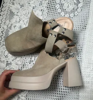 the Free People Hybrid Harness Platform Booties in diamond suede thumbnail 1