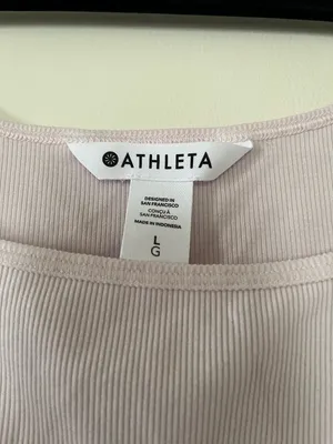 Athleta Baby Pink Ribbed Crop Tank Top Balletcore Large Soft Girl Pilates Gym thumbnail 2