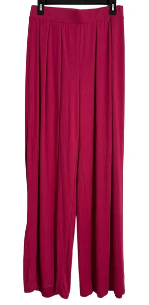 2 Saints Magenta‎ Pink Wide Leg Palazzo Pants High Rise Pleated KS102 Large thumbnail 1