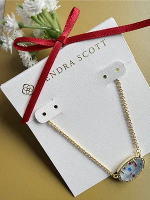 Elisa Gold Short Pendant Necklace Stars Color Red White Blue Mix thumbnail 6