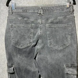 Forever‎ 21 Premium Womens High Rise Flare Cargo Jeans Washed Black Size 30 thumbnail 7