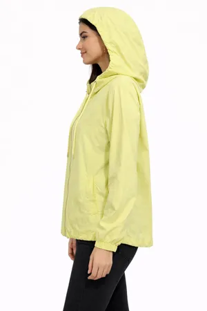 Ashley Utility Collection Neon Yellow Hooded Windbreaker Jacket L thumbnail 2