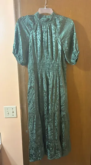 Anthropologie Green Jacquard Maxi Dress thumbnail 1