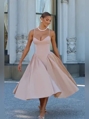 Babyboo NWT Women Medium Blush Soft Dusty Pink Balletcore Midi Princess Dress thumbnail 3