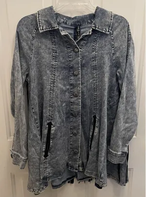 Two2Fly HILDAGO‎ FALLS Fringe Denim Chambray Swing Jacket Womens S Western New thumbnail 1