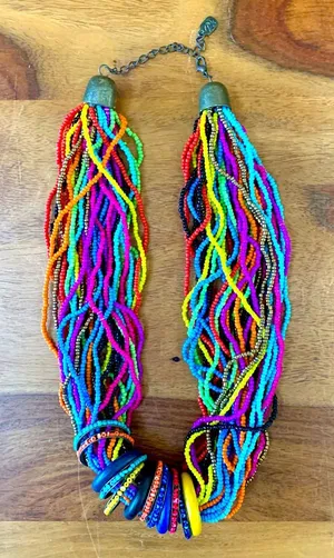 Colorful Multi Strand Seed Beaded Chunky Necklace thumbnail 1