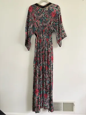 Anthropologie Raga Floral Kimono Maxi Dress Size XS thumbnail 10
