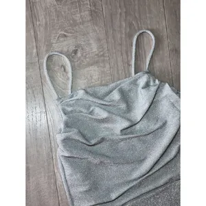 Y2K Silver Sparkle Cowl Neck Maxi Dress thumbnail 2