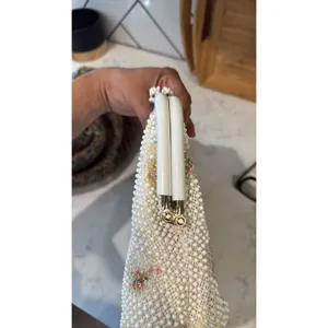 1950s Beaded Reversible Purse Vintage Top Handle Handbag Mid Century cottagecore thumbnail 14