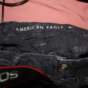American Eagle Woman’s Black Hi Rise Denim Shorts W/ Belt Deisgn — Size 0 thumbnail 6