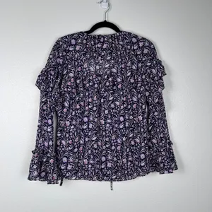 J. Crew Women's Ruffle Crinkle Chiffon Floral Blouse Sz XS thumbnail 7
