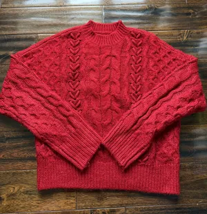 Abercrombie Red Cable Knit Wool Sweater thumbnail 1