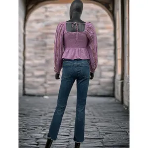 American Eagle puff sleeve top Sz L 100% cotton‎ thumbnail 5