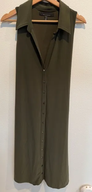 White House Black Market Olive Green Sleeveless Button-Front Maxi dress thumbnail 1