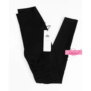 Alo High-Waist Extreme Ripped Warrior Leggings Black Edgy Hi-Rise Destroyed Pant thumbnail 10