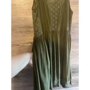 Anthropologie Lilka Dress Olive Green Rayon & Lace Sleeveless Open Back Sz S thumbnail 6