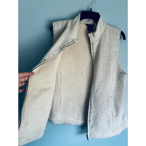 Sherpa Lined Zipper Vest Multiples Medium Cream Off White Pockets thumbnail 6