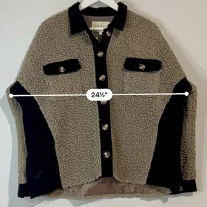 PROMESA Women's Contrast Button Down Sherpa Jacket Grey Black Size Medium FLAW thumbnail 8