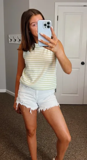 Aerie White Denim Shorts thumbnail 1