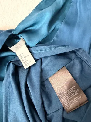 H&M dark teal satin maxi dress minimalist slip with slit and open back vibe 2 thumbnail 3