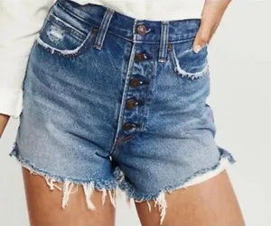 NWT Abercrombie & Fitch Annie High Rise Short - Medium Wash/Raw Edge - 00/24 thumbnail 1