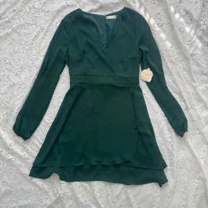NWT Hunter Green Altar’d State Dress Size Large A-Line V-Neck Style thumbnail 1