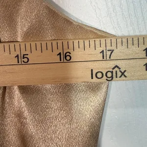 Birdy Grey Satin Maxi Dress Spaghetti Strap Slit Gold Bridesmaid Formal M thumbnail 7