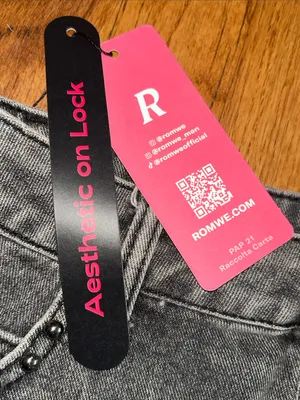Romwe Gray Denim Mini Skirt with Black Cross Appliqués Medium NWT thumbnail 4