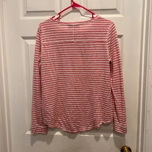 Ann Taylor‎ Loft Womens Medium Red White Striped Long Sleeve Modal Blend Shirt thumbnail 4