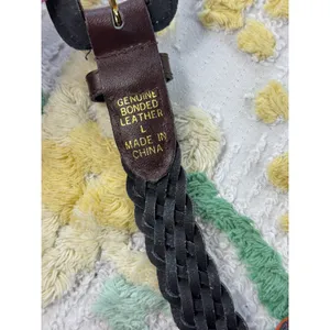 Vintage Multicolor Braided Leather Belt Boho Woven‎ Skinny Waist Belt Large thumbnail 4